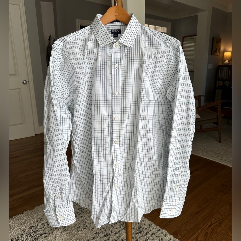 J. Crew Factory Slim Performance Men’s Dress Shirt - Deep Emerald Night Sky - L